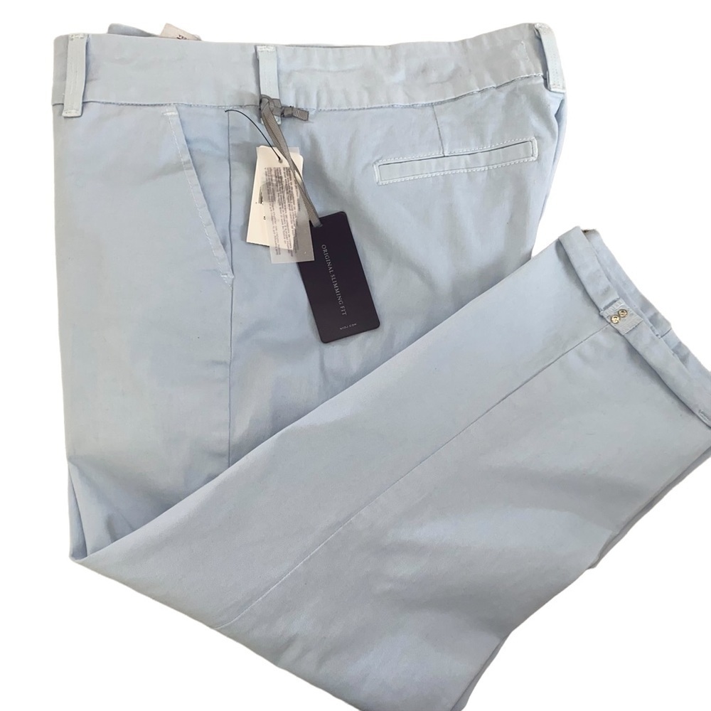 NYDJ Women Light Blue Capri Pants Original Slimming Fit Rhinestone Size 14